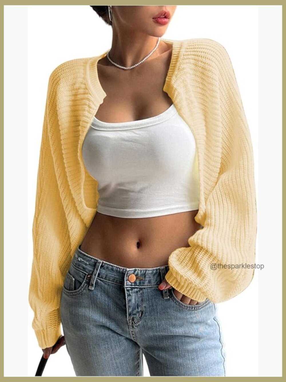 Cropped Cardigan Bolero Shrug Chunky Knit Lightweight Sweater